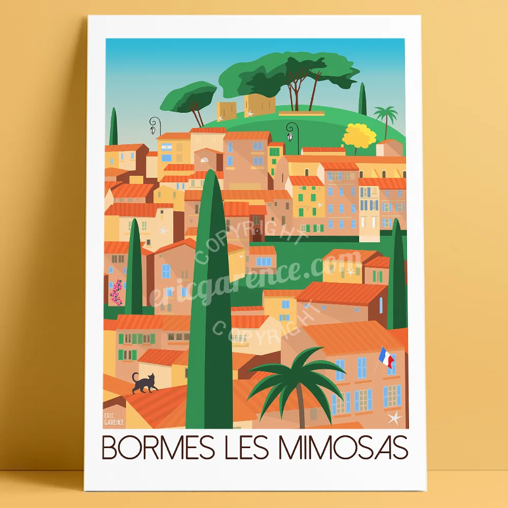 Affiche village Bormes les Mimosas